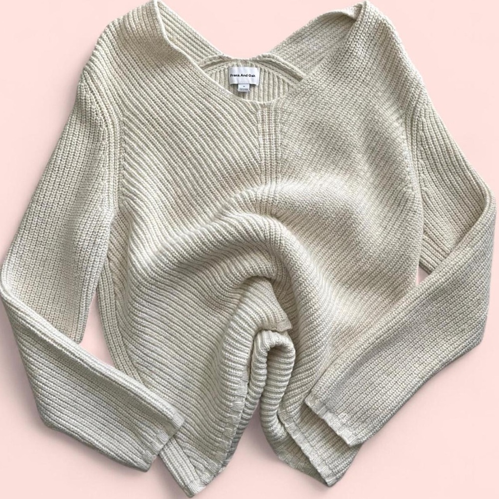 Frank & Oak Cream Knit Sweater